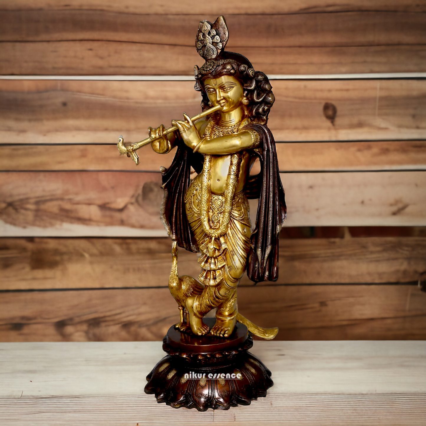 Shop Krishna God Playing Flute Brass idol - 27 inches