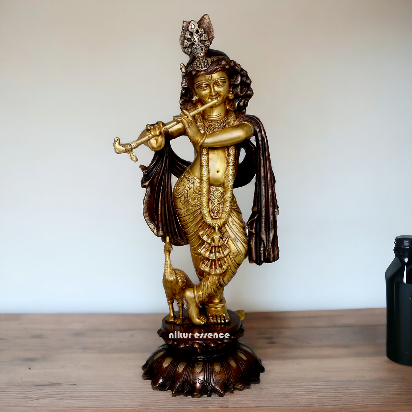 Shop Krishna God Playing Flute Brass idol - 27 inches