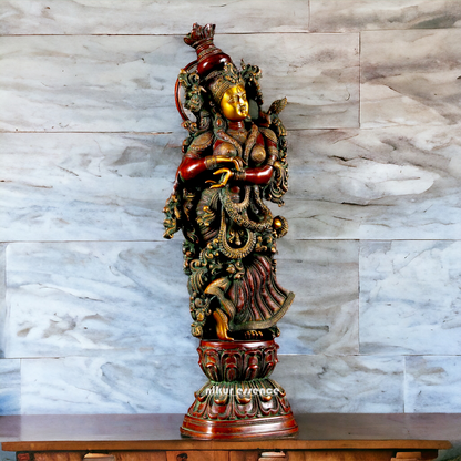 Brass Radha Radhika Standing idol - 30 inches