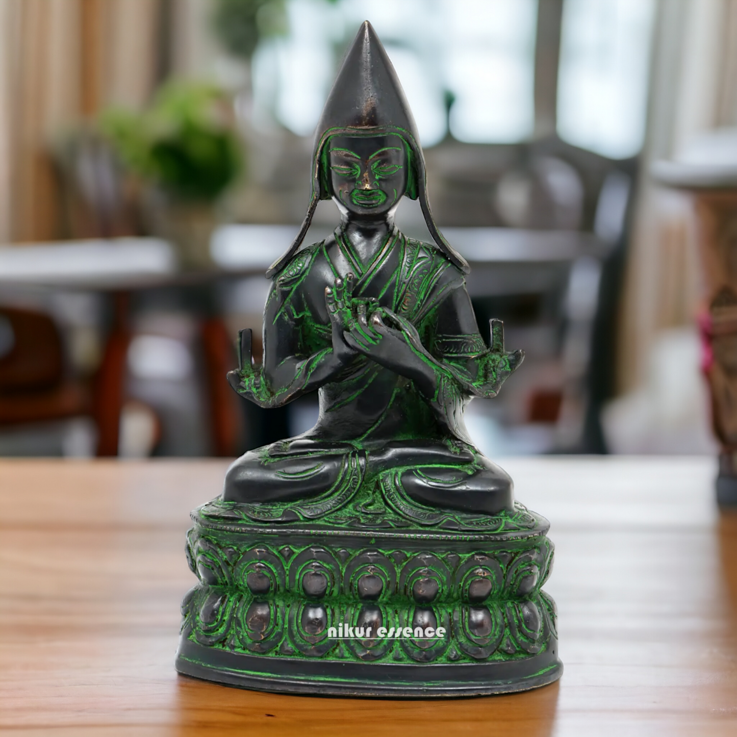 Brass Tsongkhapa idol- 10 inches