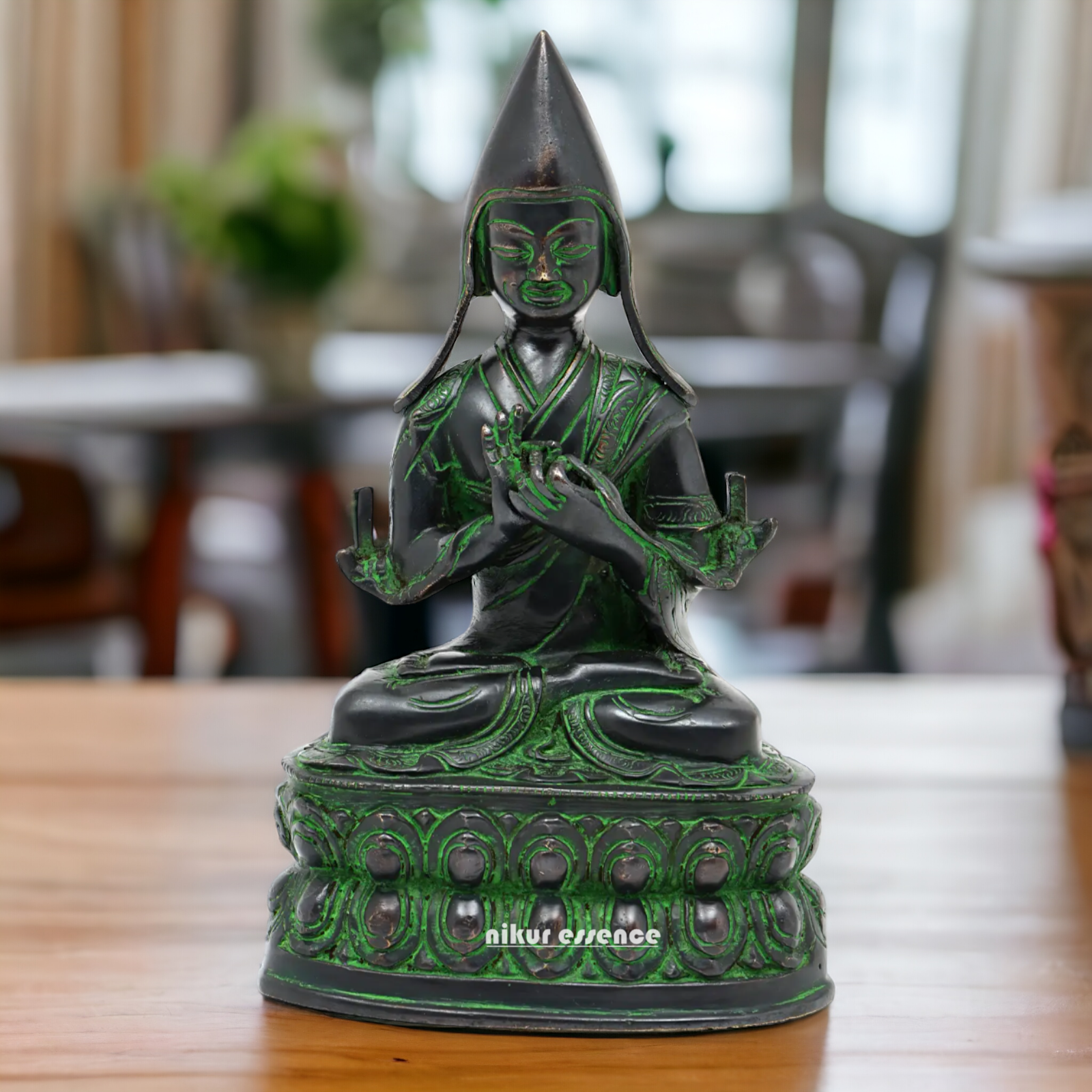 Brass Tsongkhapa idol- 10 inches