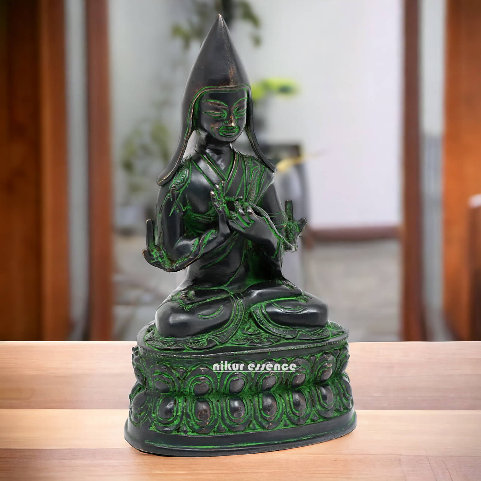 Brass Tsongkhapa idol- 10 inches