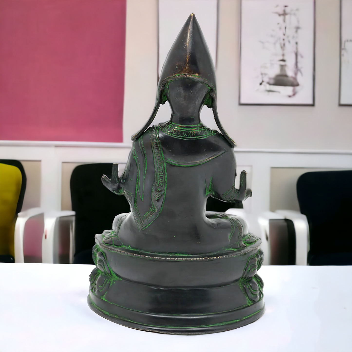 Brass Tsongkhapa idol- 10 inches