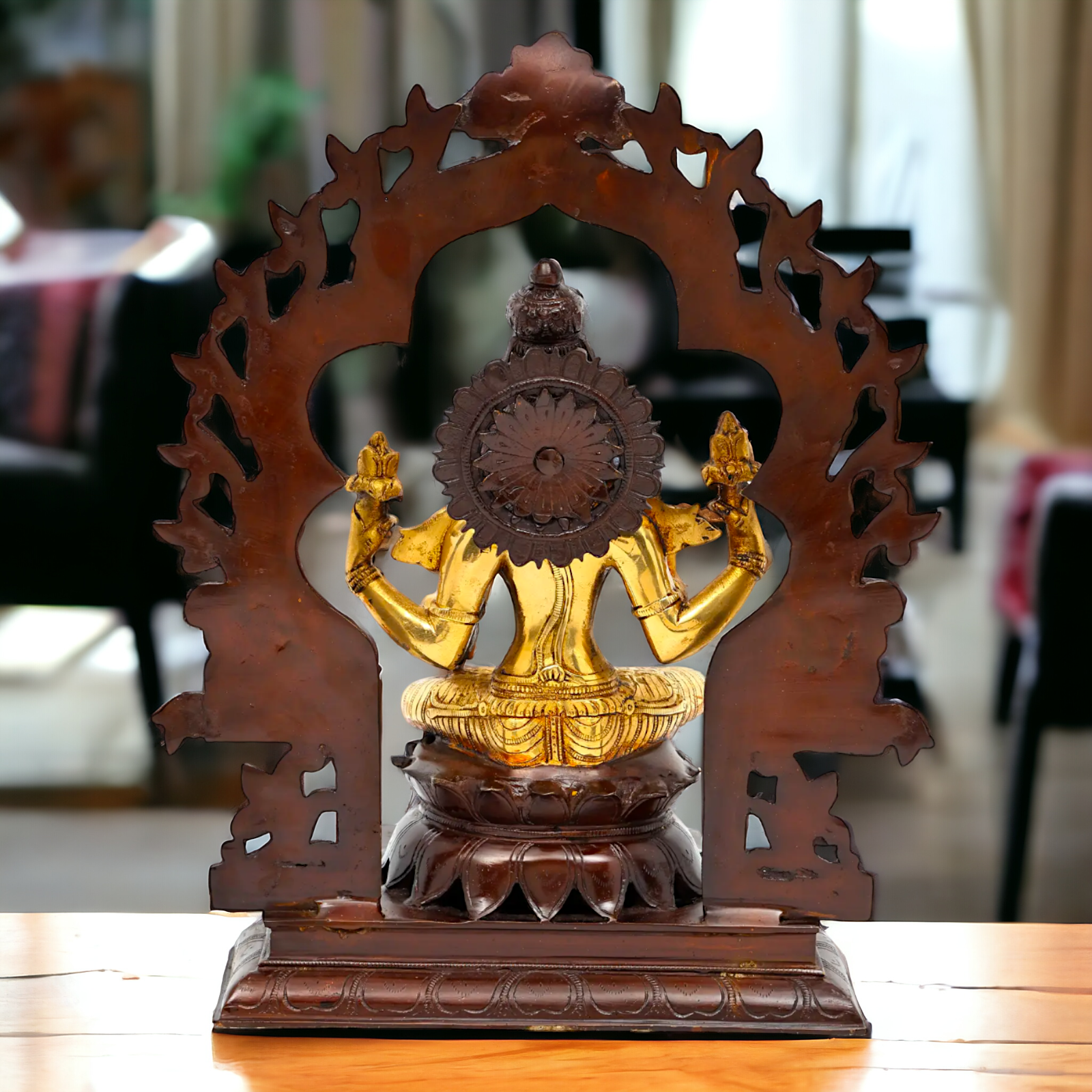 Brass Lakshmi Sitting on Lotus Idol - 15 inches