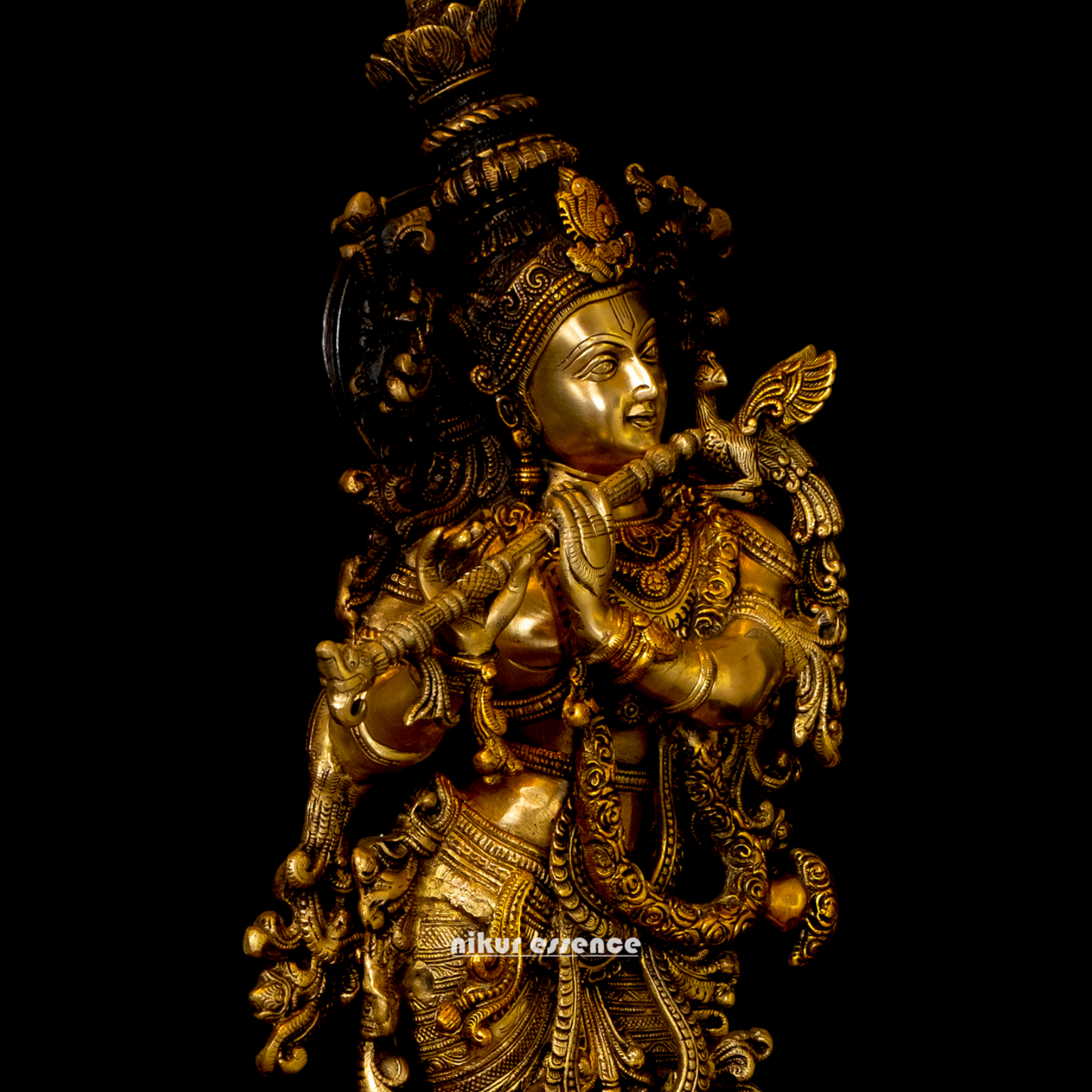 Lord Krishna God with cow Brass idol - 26.5 inches