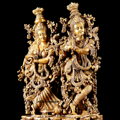 Large Radha Krishna Bhagwan Brass statue - 29 inches