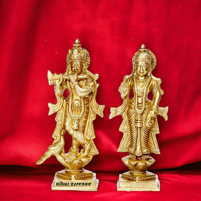 Pure Brass Radha Krishna with Peacock idol - 6 inches