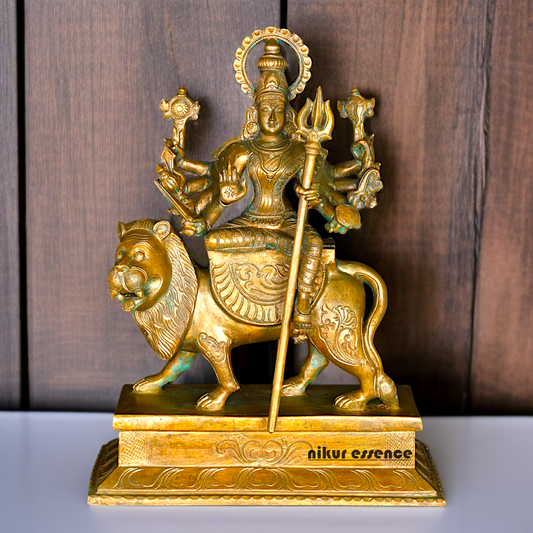 Big Durga Sherawali Maa with ten hand Panchaloha idol - 15 Inches