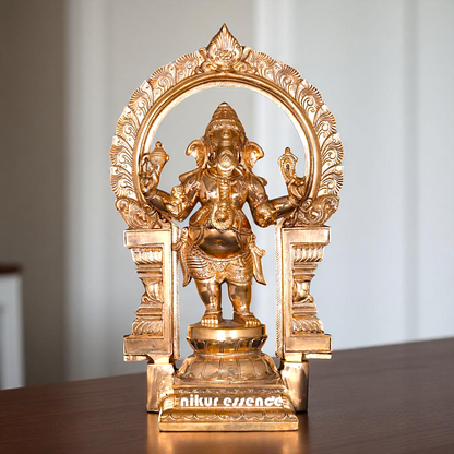 Ganesha Standing with blessing Bronze/Panchaloha idol - 16 inches Nikuressence