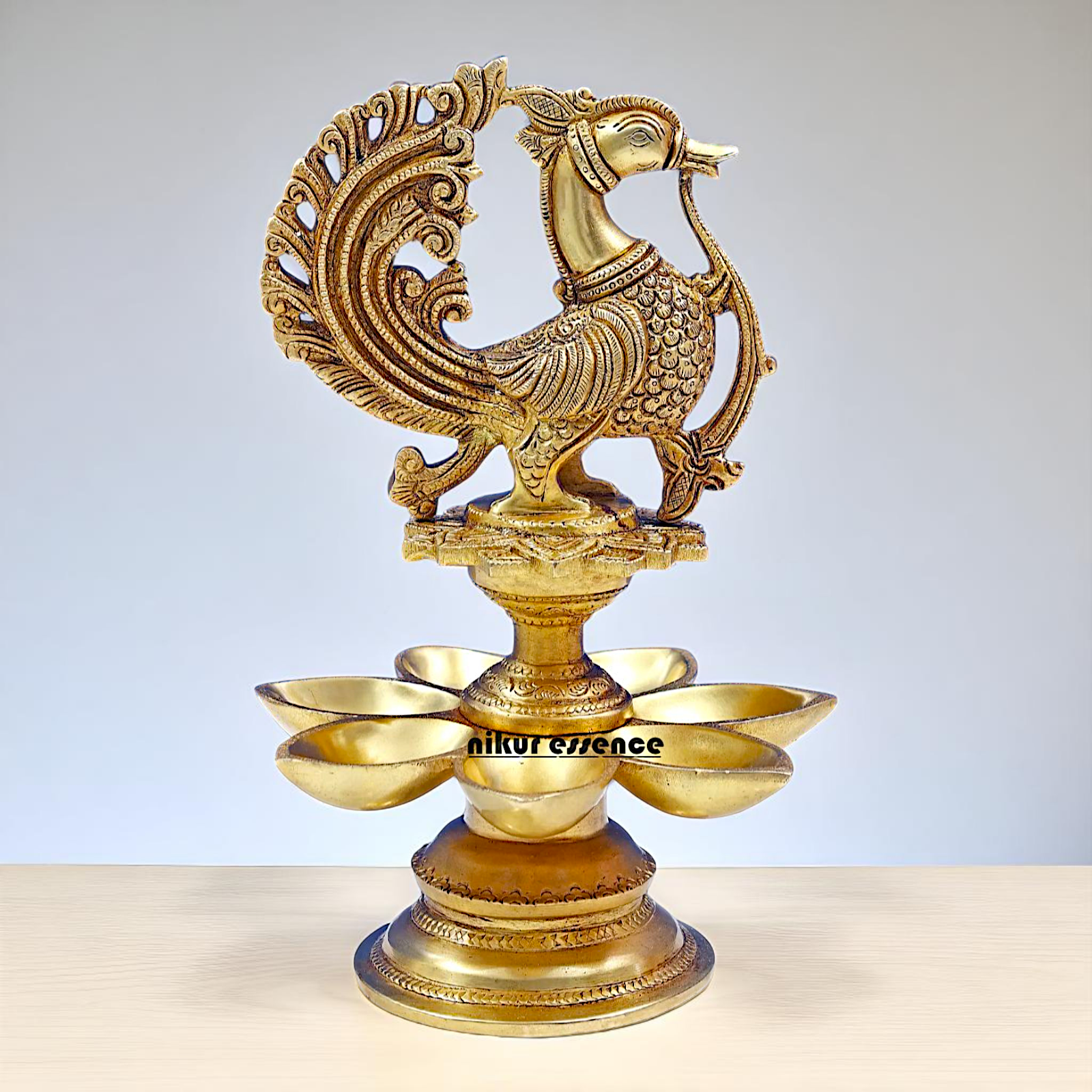 Brass Peacock Diya oil lamp festival Home decor - 1 Feet Nikuressence