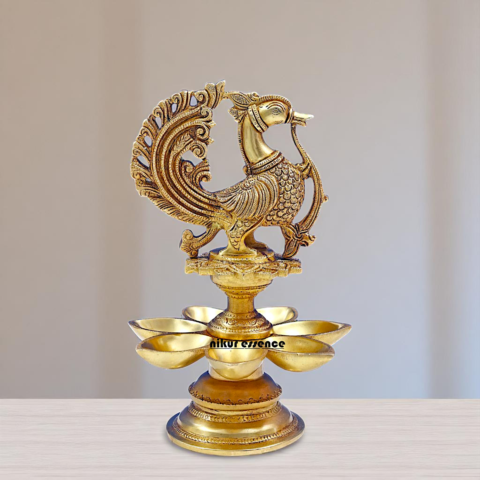 Brass Peacock Diya oil lamp festival Home decor - 1 Feet Nikuressence