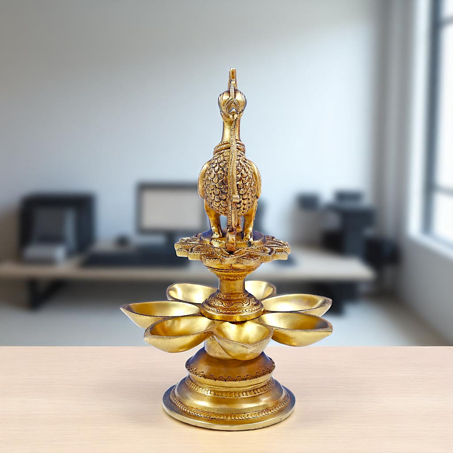 Brass Peacock Diya oil lamp festival Home decor - 1 Feet Nikuressence