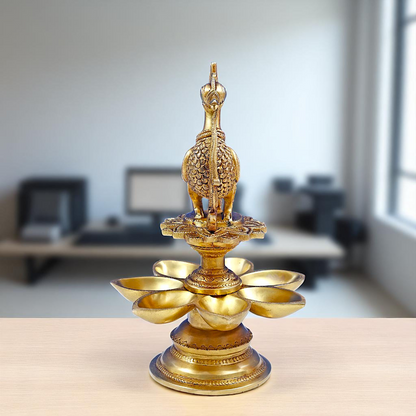 Brass Peacock Diya oil lamp festival Home decor - 1 Feet Nikuressence
