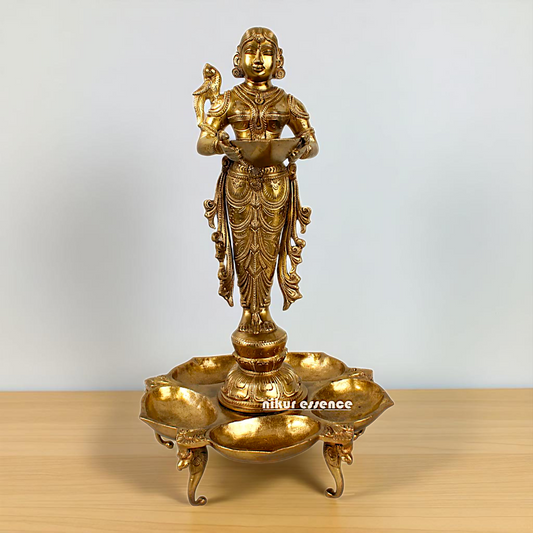 Big Deepa Lakshmi standing Pooja Bronze/Panchaloha idol - 17 Inches Nikuressence