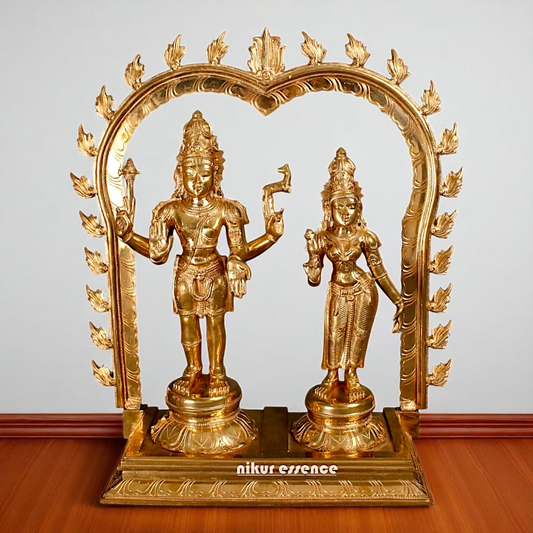 Shiva as pashupatinath with Parvati Standing with Blessing Bronze/Panchaloha idol - 25 inches Nikuressence
