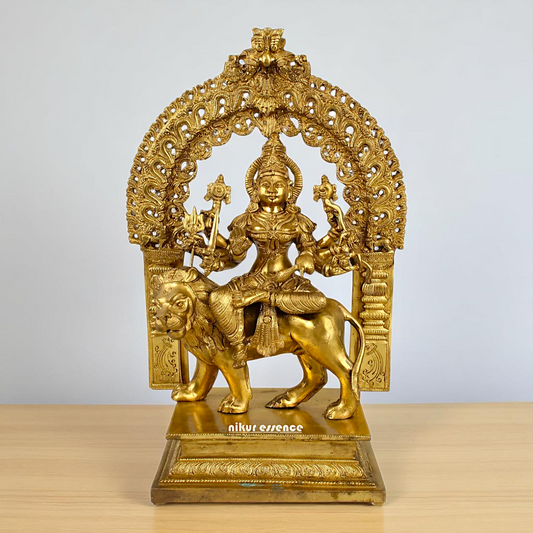 Goddess Durga Sherawali Maa Seated on Lion Bronze/Panchaloha idol - 18 Inches Nikuressence