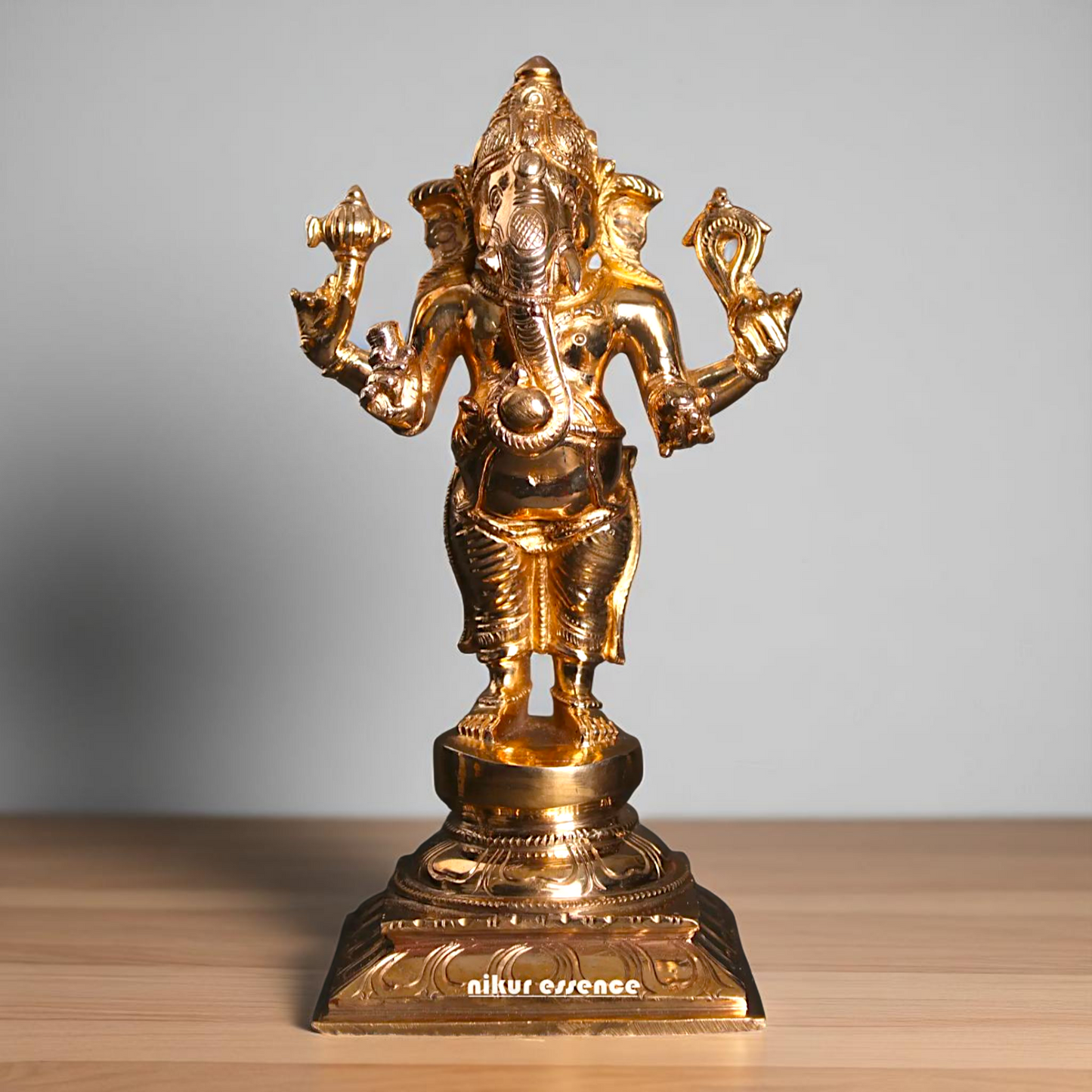 Lord Ganesha Ganpati Standing with Blessing Bronze/Panchaloha idol - 9 Inches Nikuressence
