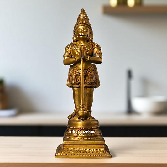 Hanuman ji Sankat Mochan Standing with hold mace Gada Bronze/Panchaloha idol - 7 Inches Nikuressence