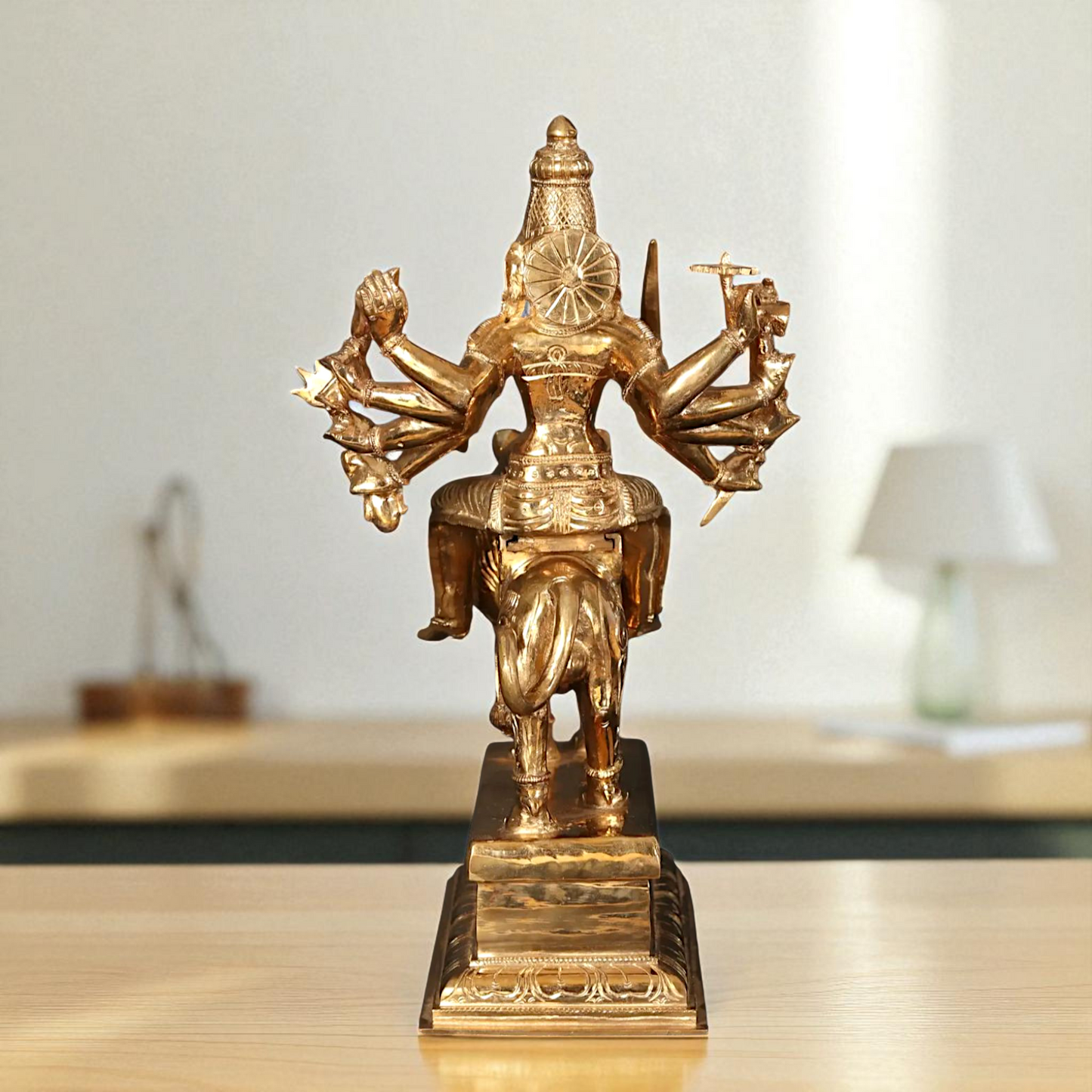 Goddess Durga Sherawali Maa with Ten Armed Bronze/Panchaloha idol - 18 Inches Nikuressence
