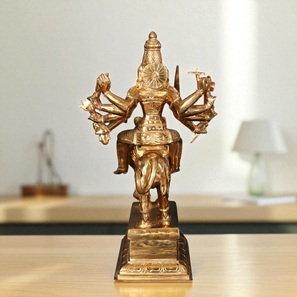 Goddess Durga Sherawali Maa with Ten Armed Bronze/Panchaloha idol - 18 Inches Nikuressence