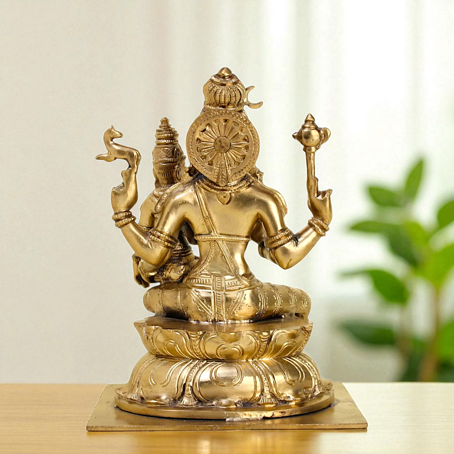 Pashupatinath shiva with Goddess Parvati Devi seated Blessing Bronze/Panchaloha idol - 8 Inches Nikuressence