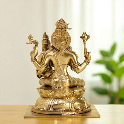 Pashupatinath shiva with Goddess Parvati Devi seated Blessing Bronze/Panchaloha idol - 8 Inches Nikuressence