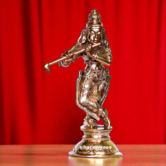 Lord Krishna Playing Flute Standing Bronze/Panchaloha idol - 4 Inches Nikuressence