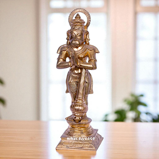 Hanuman ji monkey God Standing with holding Gada mace Bronze/Panchaloha statue - 13 Inches Nikuressence