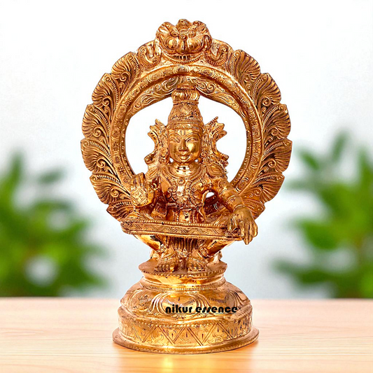 Lord Ayyappan Swamy Murugan Seated with Blessing Bronze/Panchaloha idol - 11 Inches Nikuressence