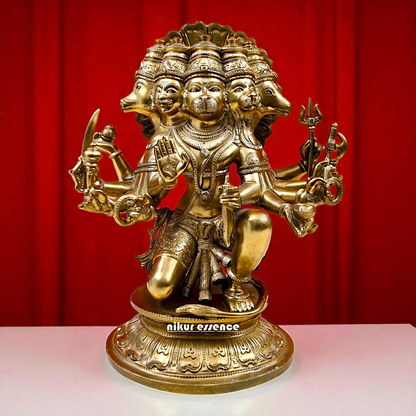 Panchaloha Hanuman ji Seated with blessing Bronze idol - 15 Inches Nikuressence