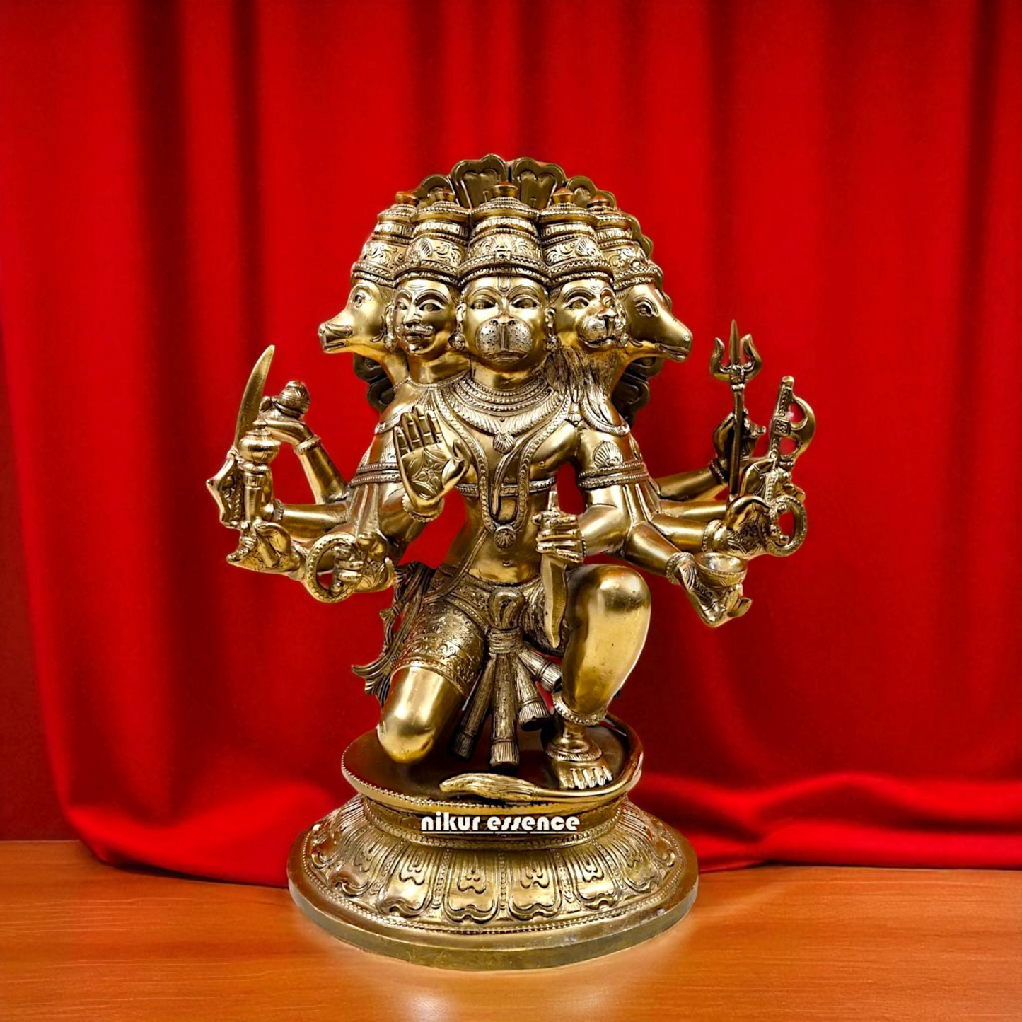 Panchaloha Hanuman ji Seated with blessing Bronze idol - 15 Inches Nikuressence