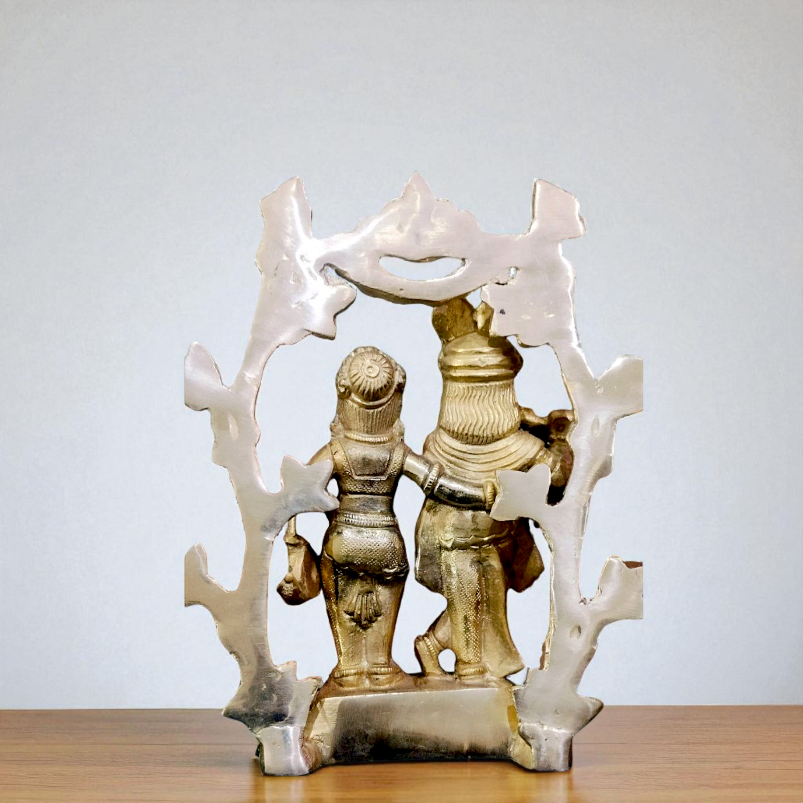 Radha Krishna Playing Flute with Tree Brass pital statue - 6.4 inches Nikuressence