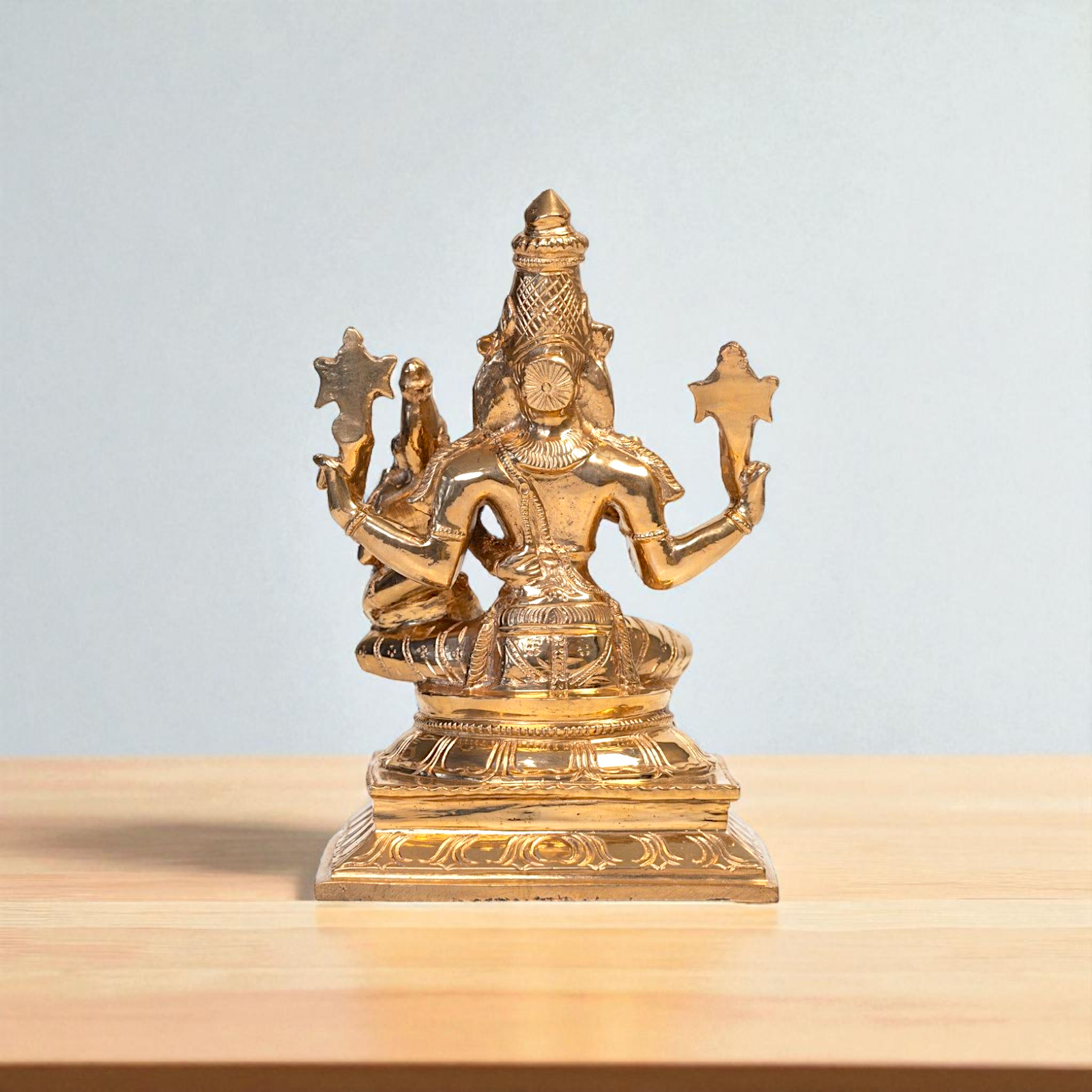 Panchaloha Narasimha Vishnu with Lakshmi Maa Seated Bronze statue - 3.1 Inches Nikuressence