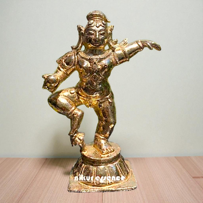 Krishna standing on sheshnag bronze/Panchaloha idol - 3 Inches Nikuressence