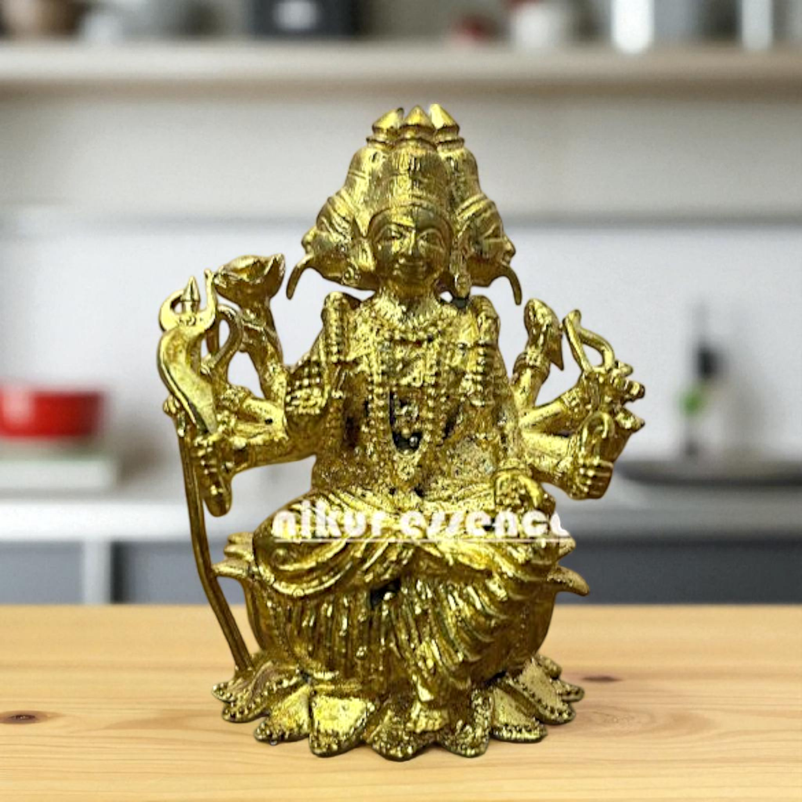 Goddess Gayatri Devi seated on lotus Panchaloha/bronze idol - 3 Inches Nikuressence