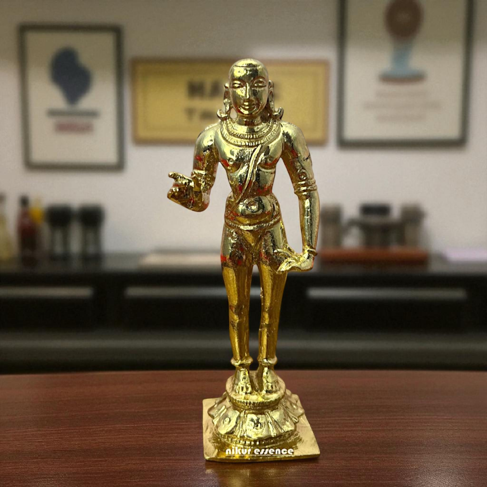 Lord Subrahmanya Murugan Swamy standing with blessing Bronze/Panchaloha idol - 4.5 Inches Nikuressence