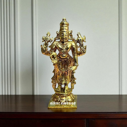 Srinivasa swamy standing with Four Armed Bronze/Panchaloha idol - 4 Inches Nikuressence