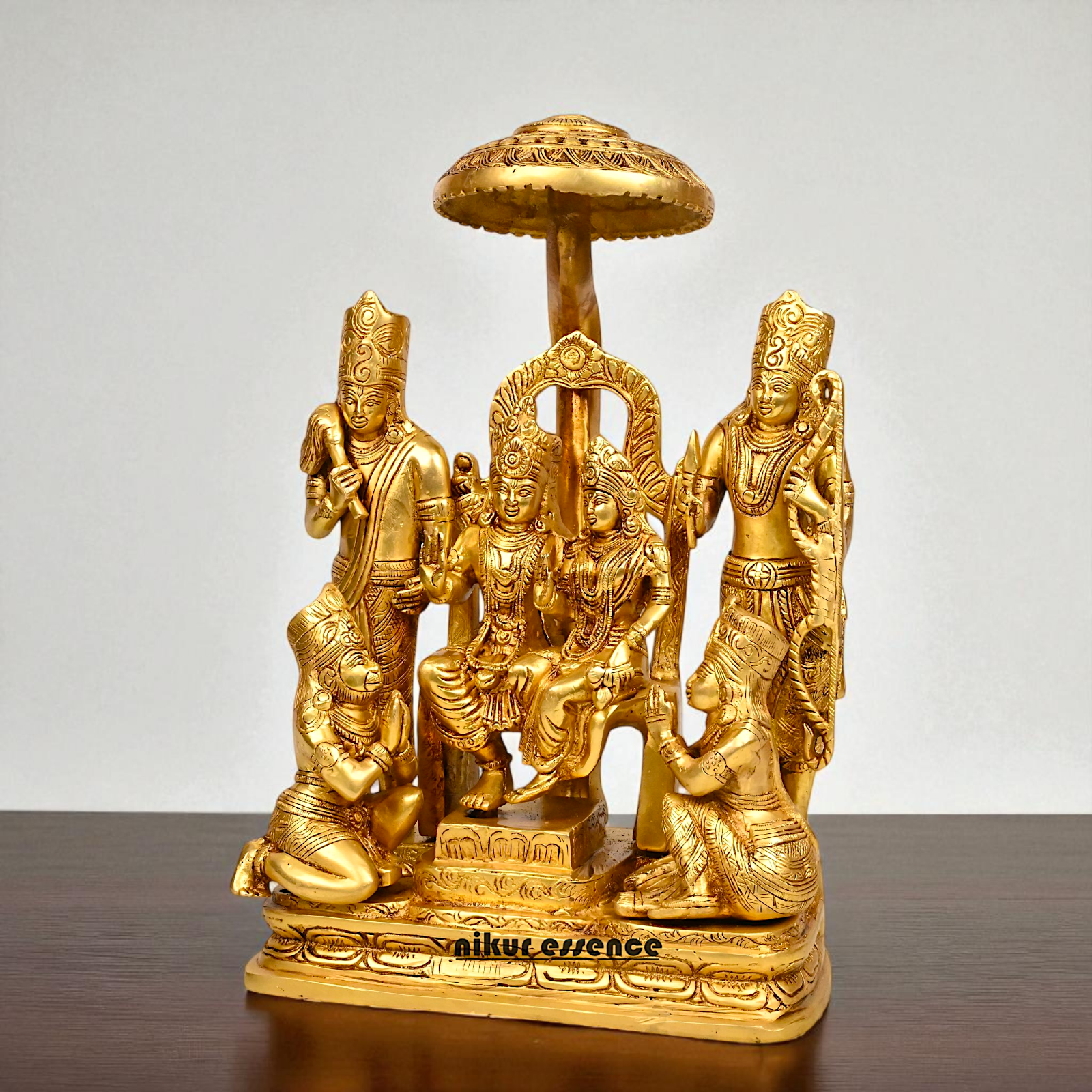 Ram Darbar Seated on singhasan solid Brass idol - 15 Inches Nikuressence