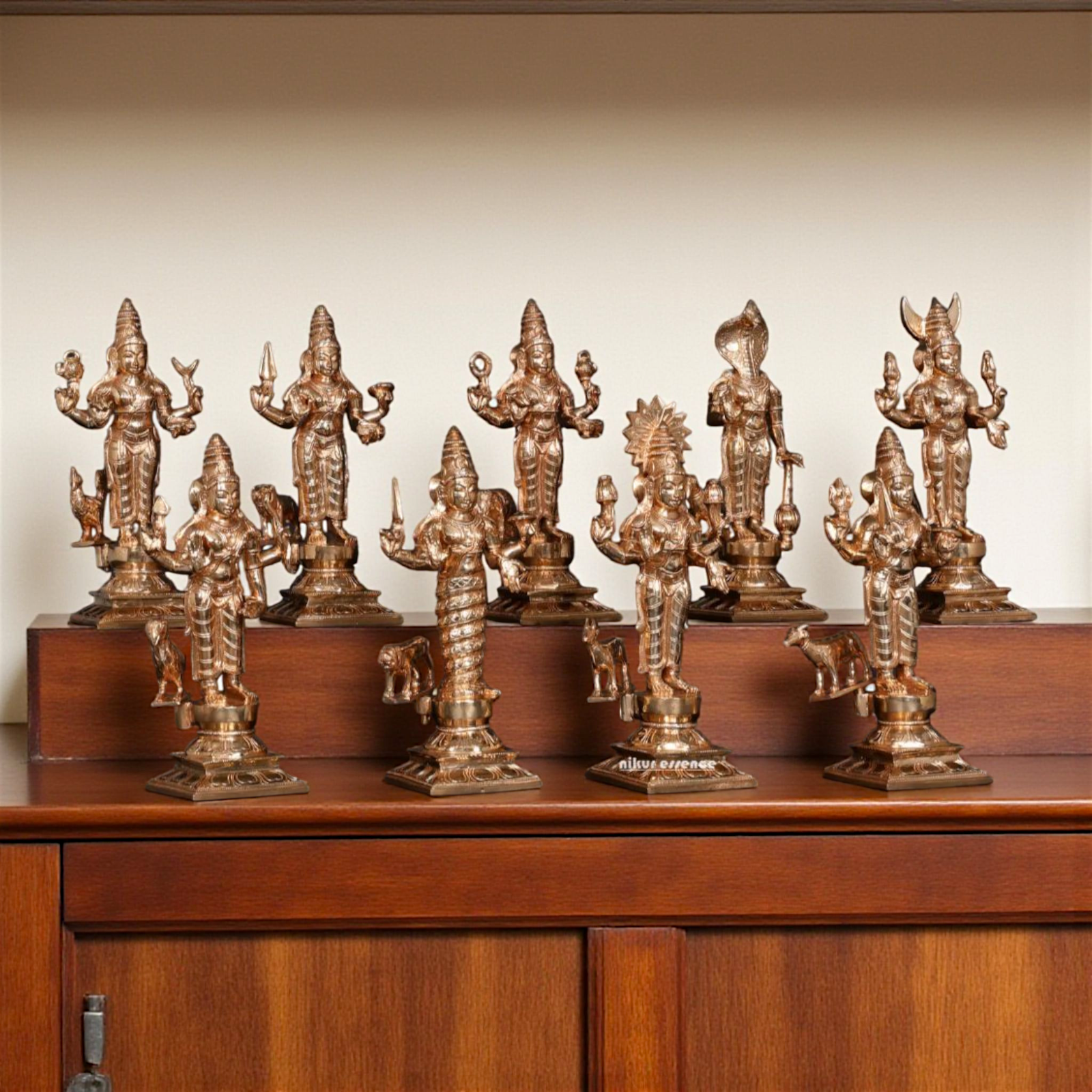 Solid Brass Navagraha with vahana set idol - 12 Inches Nikuressence