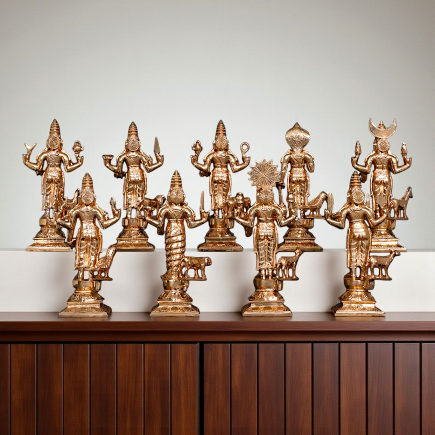 Solid Brass Navagraha with vahana set idol - 12 Inches Nikuressence