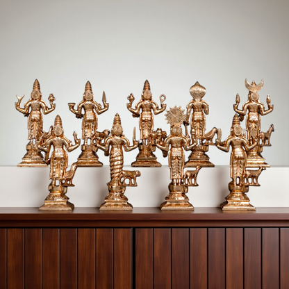 Solid Brass Navagraha with vahana set idol - 12 Inches Nikuressence