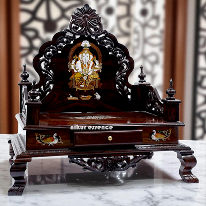 Large Ganesha wooden Temple mandir - 35 inches Nikuressence