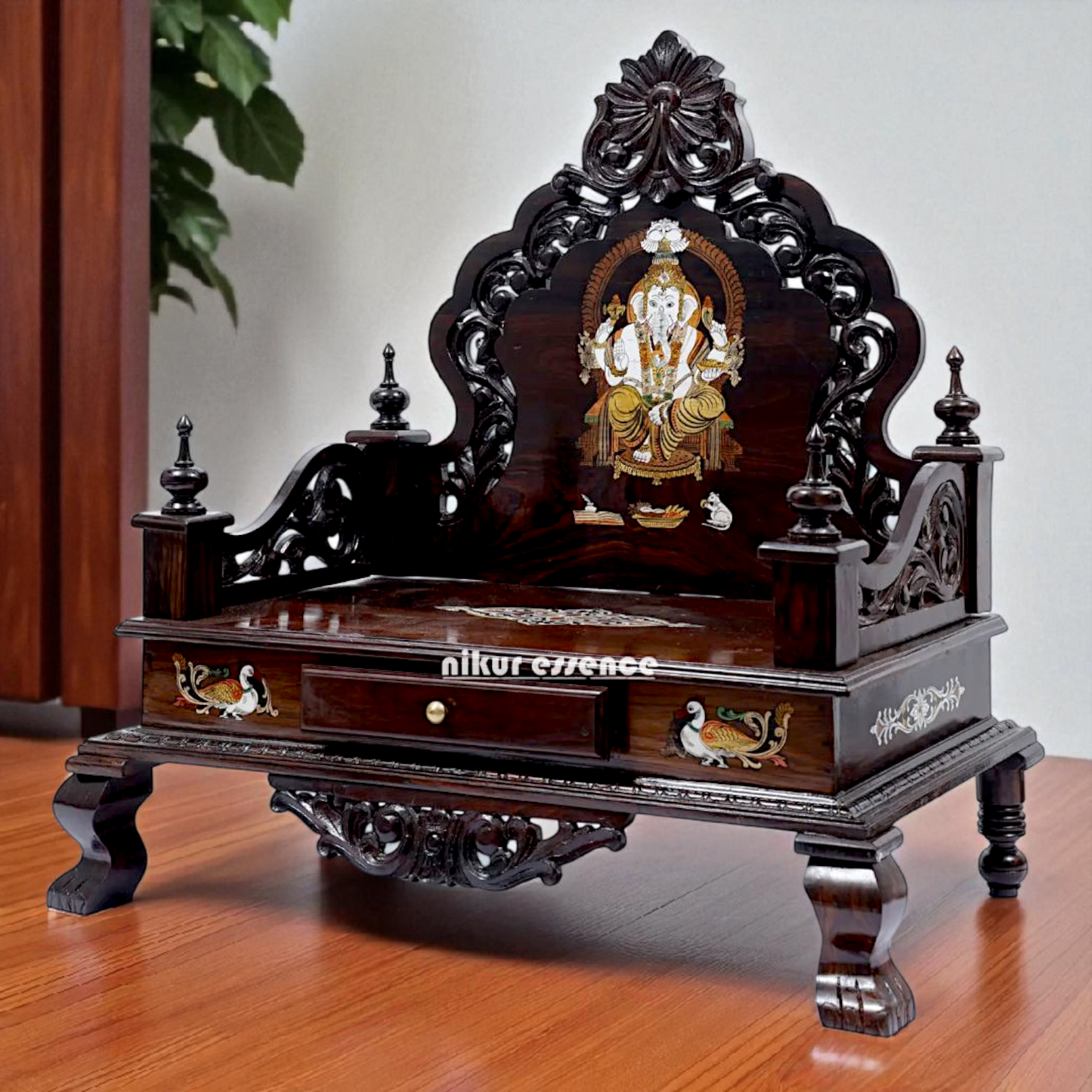 Large Ganesha wooden Temple mandir - 35 inches Nikuressence