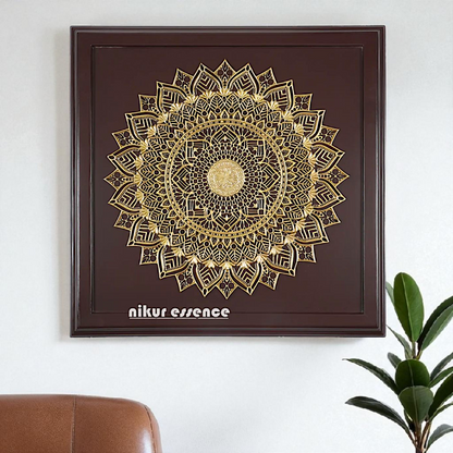 Nikur Essence 38-Inch Grand Brass Mandala Wall Art – Handcrafted Mandala on Wooden Frame for Luxurious Wall Decor Nikuressence