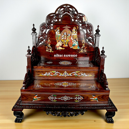 Handcrafted Rosewood Mandasana with Intricate Inlay – Ram Darbar Design Nikur Essence Nikuressence