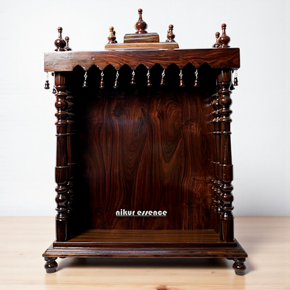 Nikur Essence Premium Rosewood Puja Temple – Handcrafted Wooden Altar for Home with Traditional Detailing Nikuressence