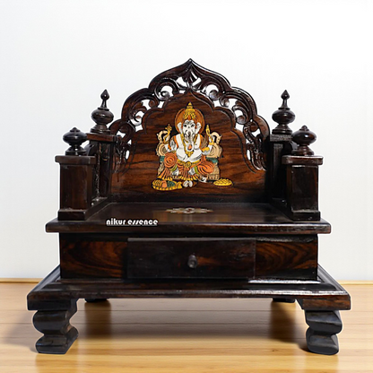 Handmade Rosewood Deity Throne (Mandasana) – Intricately Carved Wooden Singhasan by Nikur Essence Nikuressence