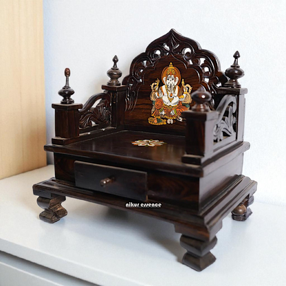 Handmade Rosewood Deity Throne (Mandasana) – Intricately Carved Wooden Singhasan by Nikur Essence Nikuressence