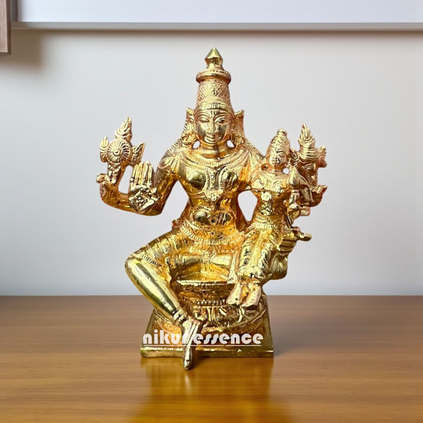 Lakshmi Narayana Idol in Panchaloha – Seated Divine Couple Sculpture | Traditional Antique Finish | Nikur Essence Collection Nikuressence