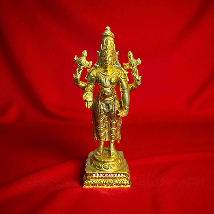 Divine Lord Vishnu Panchaloha Idol | Traditional Handcrafted Murti by Nikur Essence Nikuressence